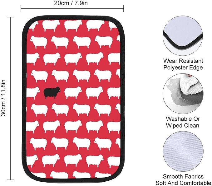 Black Sheep Sweater Pattern Car Center Console Cushion Pad,Waterproof Armrest Seat Box Cover Protector,Comfortable Car Decor Accessories Fit for Most Cars, Vehicles, SUVs