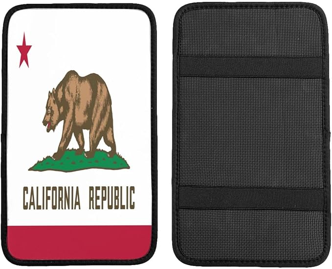California State Flag Car Center Console Cover, Universal Waterproof Armrest Pad, Soft Comfort Cushion & Scratch-Resistant Protector for Cars, SUVs and Trucks