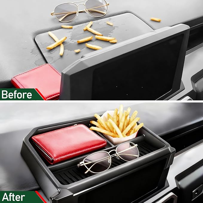 WDWLH Dashboard Storage Tray for Toyota Tacoma 2026 2025 2024,8 Inch Screen Dash Organizer for Tacoma Accessories,Center Console Organizer Storage Tray with Anti-Slid Silicone Pad(8 Inch Screen only)