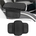 Car Center Console Cover, Leather Car Armrest Storage Box Protector Pad, Middle Console Cover with 2 Side Storage Bags, Vehicle Armrest Cushion for Most Cars, Trucks, SUVs (Black)