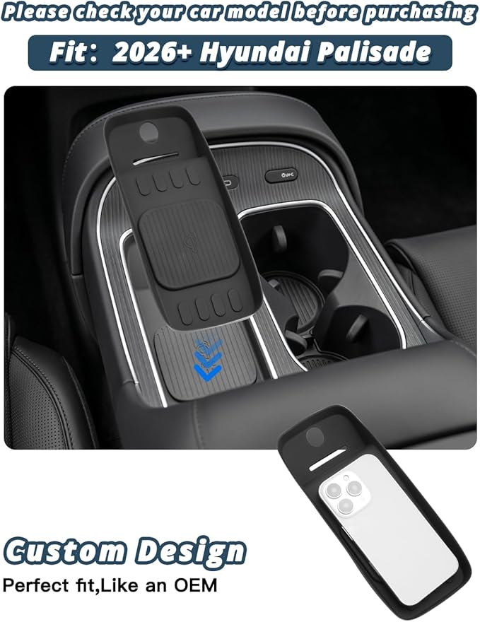 2026 Palisade Wireless Charging Pad for Hyundai Palisade 2026 Accessories Anti-Slip Wireless Silicone Mat Compatible with 2026 Hyundai Palisade Calligraphy/Limited/XRT Pro(Only for 7-seat version)