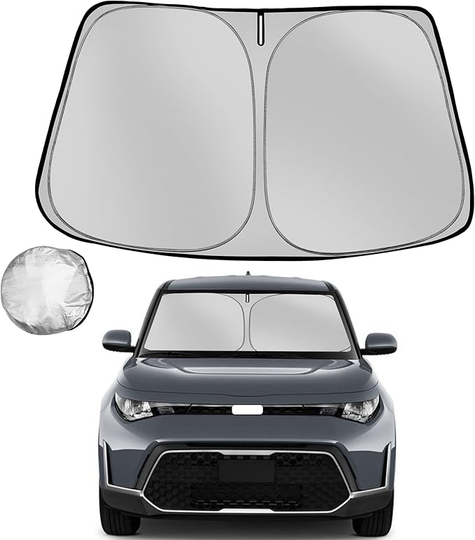 Fonowka Windshield Sun Shade for 2020-2025 Kia Soul Foldable Sun Sunshade for Car Front Window Blocks UV Rays and Heat Automotive Interior Protector Custom Fit Accessories