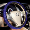 Bling Steering Wheel Cover Blue for Men Car, 15 Inch Universal with Blue Crystal Rhinestone Diamond Cool Bling Accessories Anti-Slip Wheel Protector Black