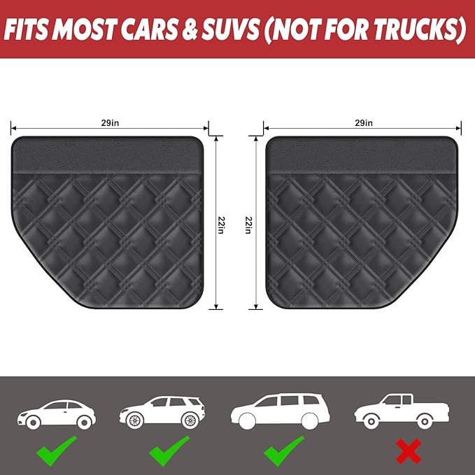 Surfcabin Dog Car Door Protector – 20% Larger Design for Sedans, Family Cars and Small SUVS, 2 Packs Thickened PU Material Waterproof Door Panel Covers, Protects Doors from Dog Scratching