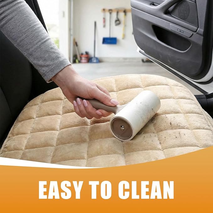 YoRise Car Seat Cushion, Soft Plush Auto Seat Pad with Storage Pocket, Car Driver Seats Protector Cover with Non-Slip Rubber Bottom, Winter Vehicle Accessory for SUV, Truck, Home, Office (Beige)