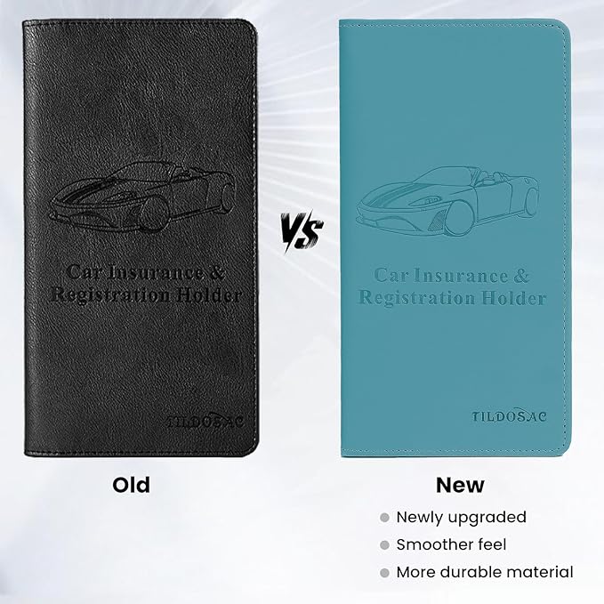 TILDOSAC Car Registration & Insurance Card Holder Leather Auto Glove Box Organizer Document Wallet with Magnetic Shut