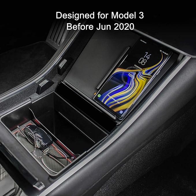 TAPTES Wireless Charger for Tesla Model 3 2017 2018 2019 2020, Dual Phone Charging Pad for Tesla Model 3 Accessories, Car Center Console Interior, Compatible with iPhone & Smartphones, Black