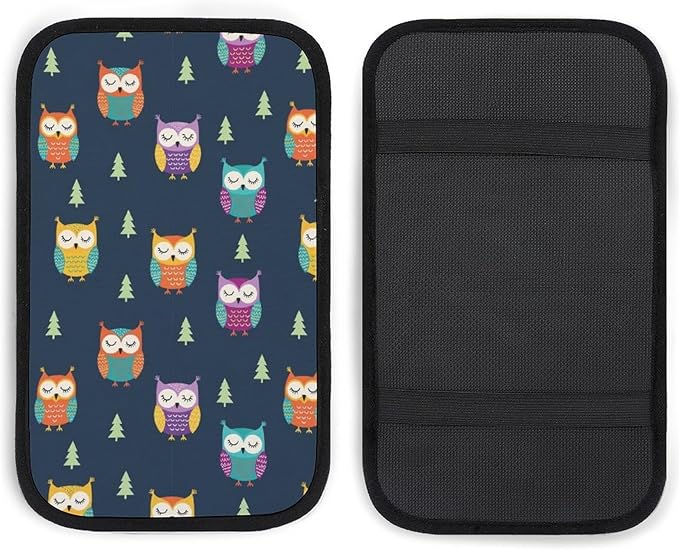 Vehicle Center Console Armrest Cover Pad Owl, Soft Comfort Cushion, Universal Fit for Car, Elegant Design Car Armrest Cover, Waterproof