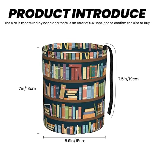 KXWQTRDD Car Garbage Bag Bookshelves Full of Books Mini Car Trash Bin Portable Collapsible Waterproof Rubbish Bag for Car Accessories Back Front Seat Cup Holder