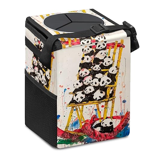 GVGHIDZ Car Trash Can – Multi-Purpose, Lightweight and Portable with Durable Water-Resistant Coating, No Installation Required, Practical and Ample Capacity, Variety of Colors.Red Panda