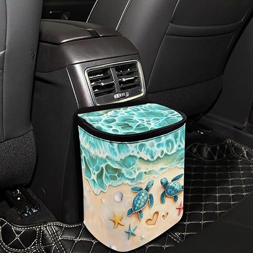 Blue Turtle Car Trash Can Easy Installation Hanging Garbage Bin for Back Seat Leak Proof Automotive Garbage Cans Fashion Auto Interior Comfort for Cars, Trucks, SUVs