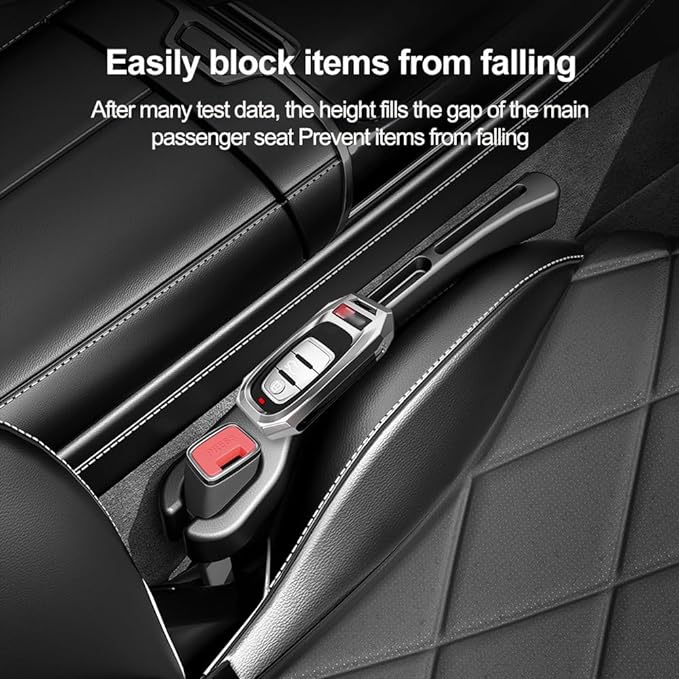 2PCS Car Seat Gap Filler Organizer with Phone Holder,[Upgrade Version] Car Seat Gap Organizer for Prevent Falling,Essential Car Accessories Car Side Seat Gap Filler (Black)