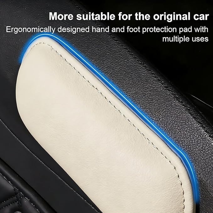 Car Knee Cushion Pad, Memory Foam Microfiber Leather Vehicle Door Armrest Pillow for Leg Elbow, Comfort Automotive Center Console Knee Pad Protector, Universal for Automobile RV Truck (Beige)