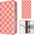 BAUCIWLD Premium Car Registration and Insurance Card Holder, Cute PU Leather Car Document Holder, Vehicle Glove Box Car Organizer with Magnetic Closure for Driver License, Cards Red Checkerboard