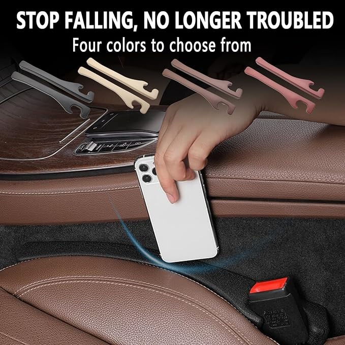 Uootill 2 Pack Car Seat Gap Filler, No Drop Seat Guard, No More Lost Items, Prevents Drops & Clutter–Universal Fit Seat Gap Plug for Cars, SUVs & Trucks (Brown 2Pcs)