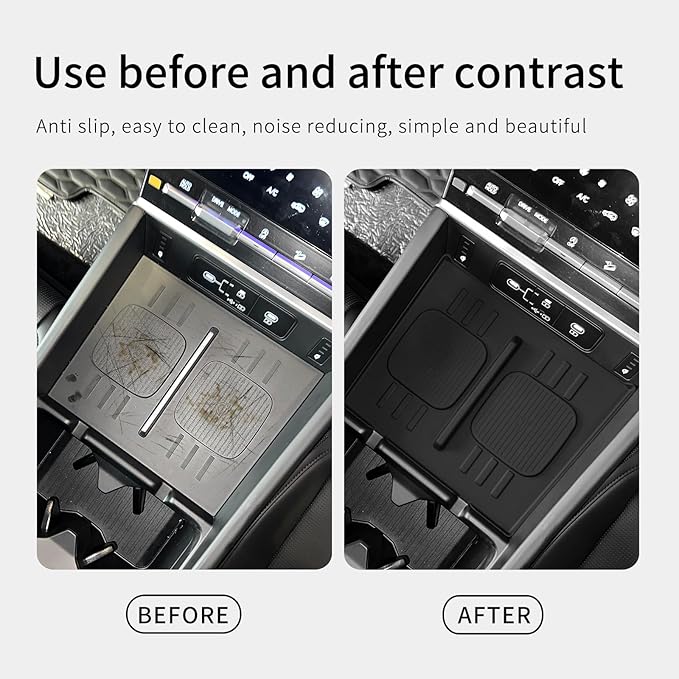 LUCKEASY Wireless Charger Mat for 2024 2025 2026 Hyundai Santa Fe Not for Tucson Car Center Console Auto Interior Anti-Slip Protector Pad Silicone for Hyundai Accessories Black