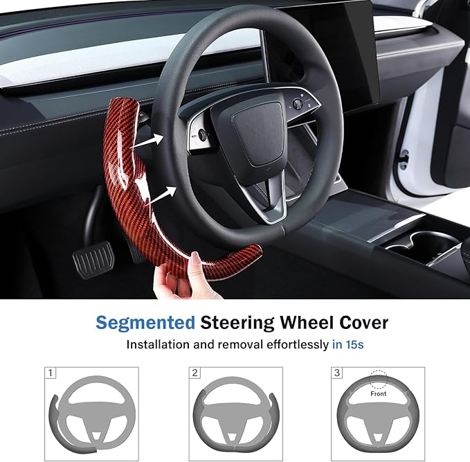 Steering Wheel Cover for Tesla Model 3 Highland(2024-Present)/ Model Y Juniper(2025-Present),Anti-Slip,Comfortable Grip,Breathable,Customized for Tesla Model 3/Y Accessories,Bright Red