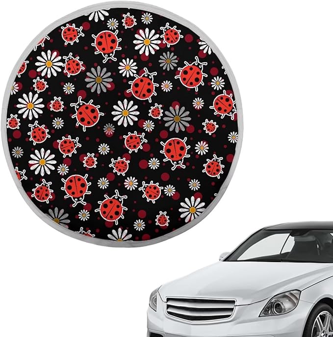 Ladybug Reflective Steering Wheel Shield Sunshade for Women Cartoon Vehicle Steering Wheel Sunblock Cover Keep Your Car for Friends