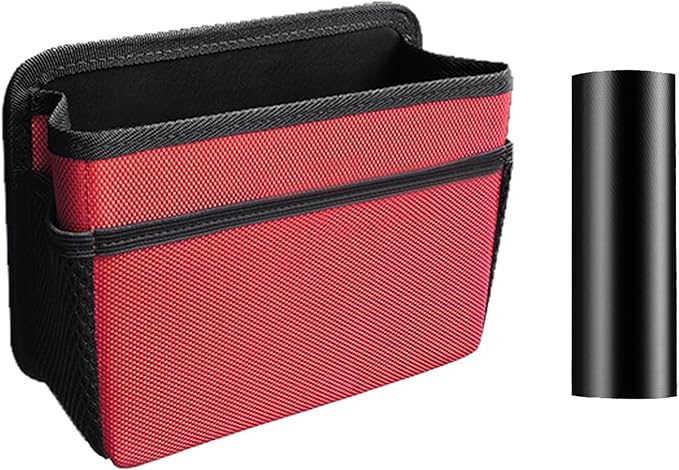 Car Trash Can, Foldable Mini Vehicle Trash Bin Garbage Organizer Holder, Waterproof Hanging Mini Auto Dustbin Accessories Storage Container for Vans, SUVs (red)
