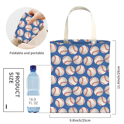 AXZOPDE Cute Car Trash Can, Hanging Canvas Car Back Seat Organizer and Storage Bag, Funny Car Trash Bag For Travelling, Outdoor Cute Blue Baseball