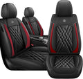 JGDL Car Seat Covers for Subaru Crosstrek 2016-2026, 2 Piece Set Nappa Leather Non-Slip Seat Protectors, Breathable Seat Cover Set. (Standard 2 Seats, Black Red)