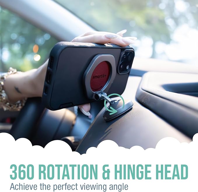 Smartish® MagSafe Mountaineer Car Mount - Compatible w/Apple iPhone 17/16/15/14/13 - Magnetic Stick on Adhesive Phone Holder - Extra Strength Magnet for Apple Accessories - Chili Crisp