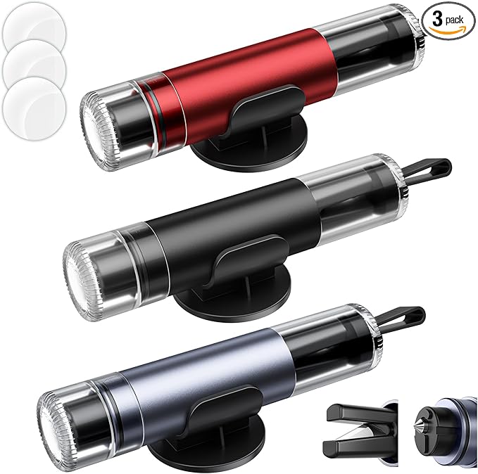SKINNYON Window Breaker Seatbelt Cutter for All Cars, 3 Pack Upgraded Transparent Lid Safe Hammer Glass Breaker Under Water, 2 in 1 Emergency car Escape Tool, Small car Window Breaker Tool, car Things