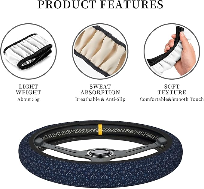 Car Steering Wheel Cover 15 Inch Leather Breathable Universal Auto Steering Wheel Protector Fit Auto Suvs Van Truck - Play Hockey 3
