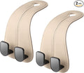 2 Pack KAFANLIN Car Headrest Hooks for Purses and Bags Cute Leather Car Seat Back Head Rest Double Hooks for Bags Cute Pink Beige Car Accessories Headrest Back Seat Handbags Hook (Beige 2 Pack)