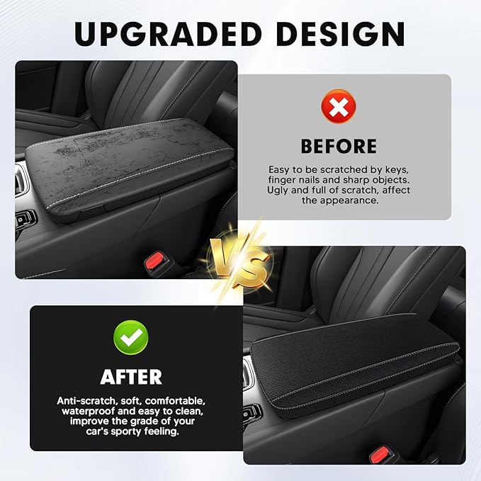 Autorder 2PCS Center Console Cover for 2023 2024 2025 Lexus RX350/RX350h/RX450h+/RX500h Accessories Gear Shift Knob Cover Anti-Scratch Leather Armrest Cover&Shift Knob Cover