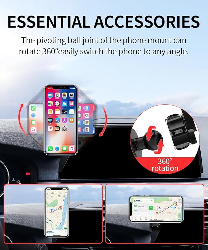 Car Phone Holder for 2017-2020 BMW 5 Series & M5 Accessories 10.25-Inch Screen Fixed Clip, 360° Rotation Phone Mount Compatible with MagSafe, Cell Phone Holder Does Not Affect Air Vent