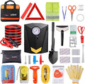 Vetoos Car Roadside Emergency Kit with Jumper Cables, Auto Vehicle Safety Road Side Assistance Kits, Winter Car Kit Essentials for Women and Men, with Portable Air Compressor, Folding Survival Shovel
