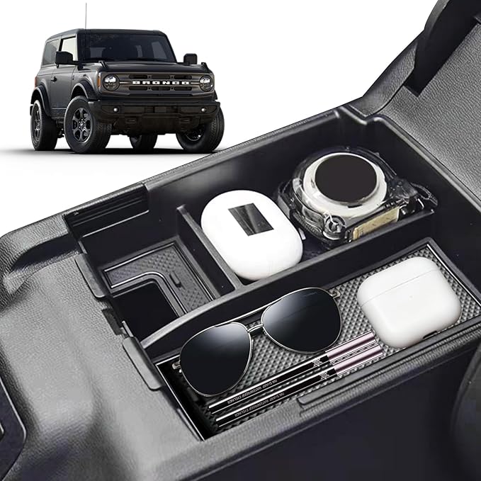 SKTMH Upgraded Center Console Organizer Tray Compatible with 2025 Ford Bronco 4-Door Automatic Transmission, Full Size Bronco Armrest Box Insert (Not for 2-Door & Bronco Sport)