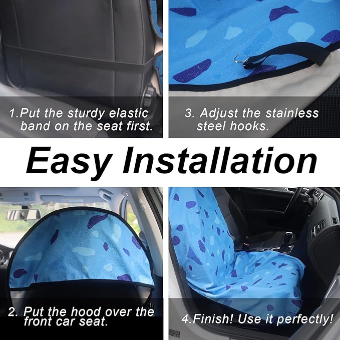 Sweat Towel Car Seat Cover Protector Front Seats for Gym Workout,Running,Swimming,Beach and Hiking,Waterproof Universal Seat Cover for Car,Trucks,Van&SUV(Blue Geometric Flake,1pcs Front Seat)