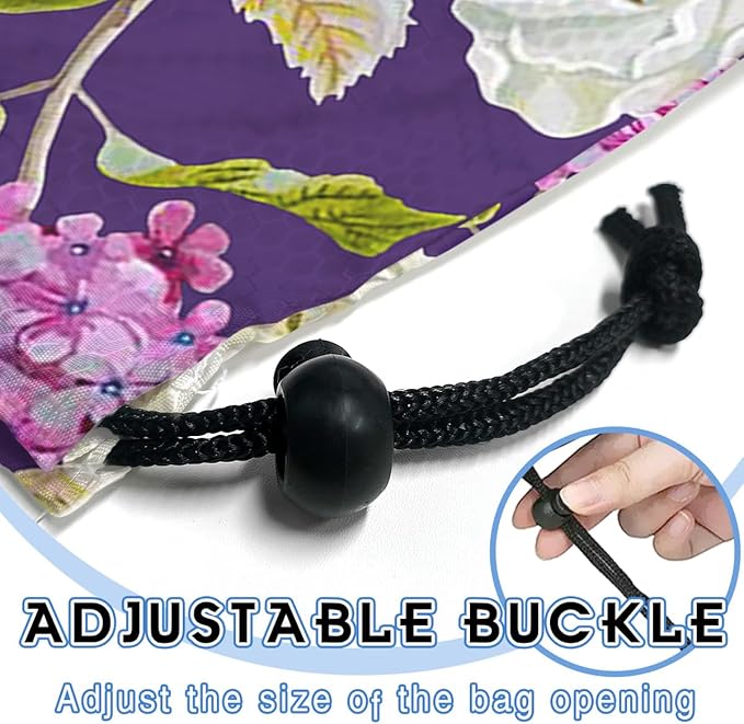 GEGEPINK Car Trash Bag Hanging Back of Seat Waterproof Small Cute Printed One-Handed Strap Drawstring Garbage Bags for Car-Purple Floral