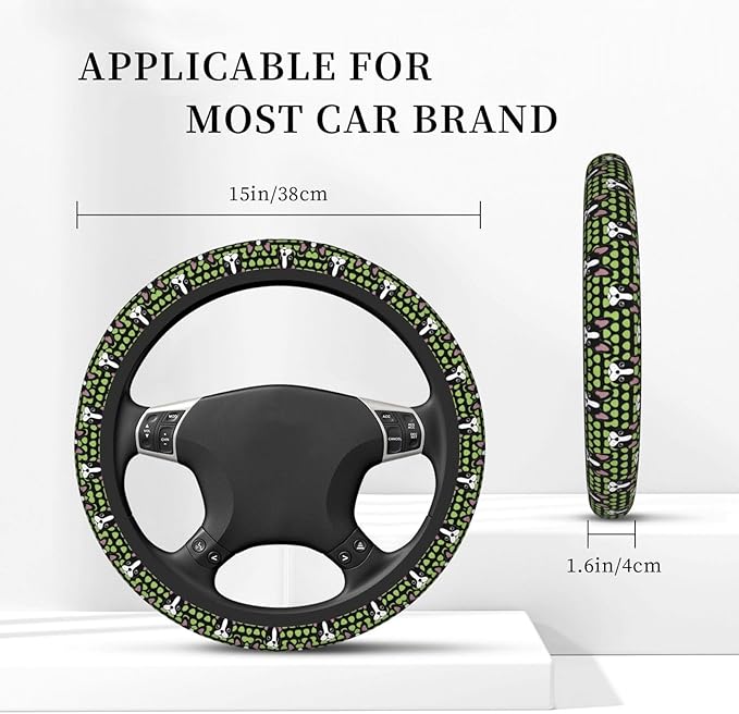 Cute Boston Terrier Neoprene Steering Wheel Covers Women Men Car Accessories, Universal 15 Inch Fit Auto, Suvs, Truck