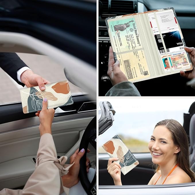 Car Registration and Insurance Holder，Colour Patterns Men Women Car License Document Registration and Insurance Card Holder