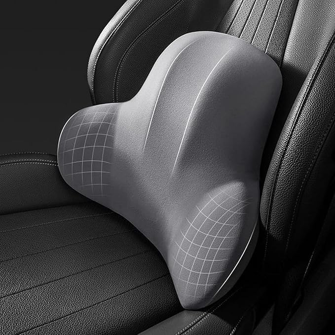 Car Headrest & Lumbar Support Cushion for Ford F-350 SuperCrew 2009-2024, Ergonomic Memory Foam Seat Headrest Neck Rest Cushion Travel Kit Removable for Neck Back Pain Relief,Gray