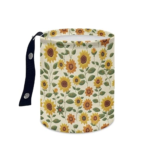 Brosoneto Sunflower Print Car Trash Can Portable Collapsible Back Seat, Front Seat, Floor, or Hanging Headrest Waste Basket Car Accessories Interior for Women