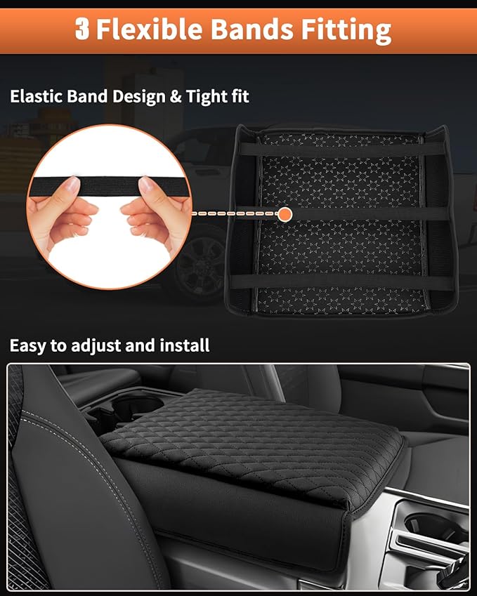 Shademax Center Console Cover for 2021-2025 2026 Ford F150, 2022-2025 F150 Lightning Work Surface Console Armrest Cover Cushion Pad PU Leather Armrest Seat Box Protector F150 Interior Accessories