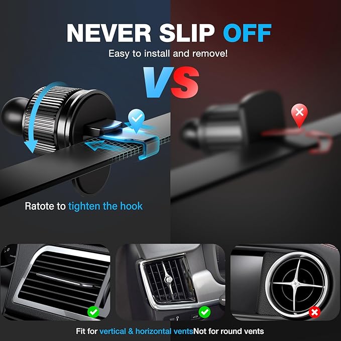 for Magsafe Car Mount, 2 in 1 Vent/Dashboard Magnetic Phone Holder - [44 Strong Magnets] Car Phone Holder Mount Fit iPhone 17 16 15 14 13 12 Plus Pro Max for Magsafe Case and Other Cellphone
