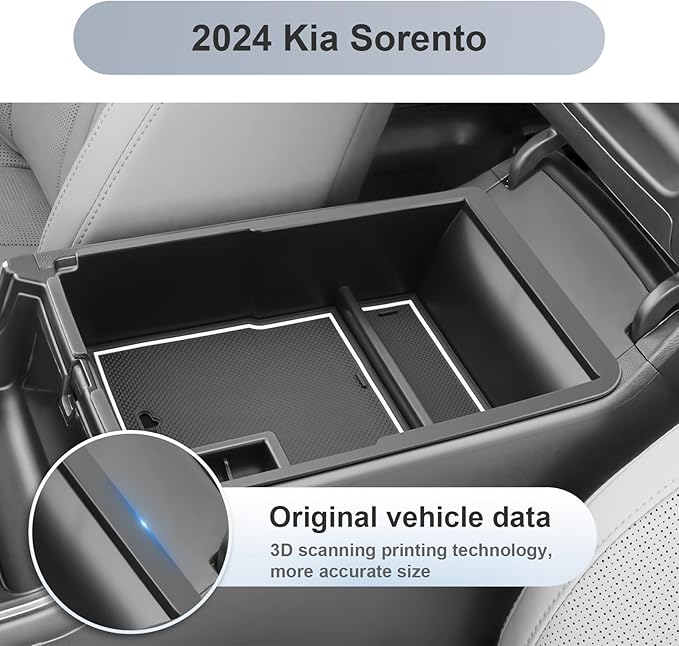 SKTU for 2024 2025 2026 Kia Sorento Center Console Organizer for 2024 2025 2026 Kia Sorento Accessories Console Tray 2024 2025 2026 Sorento Armrest Storage Box with Coin Holder Durable (White)