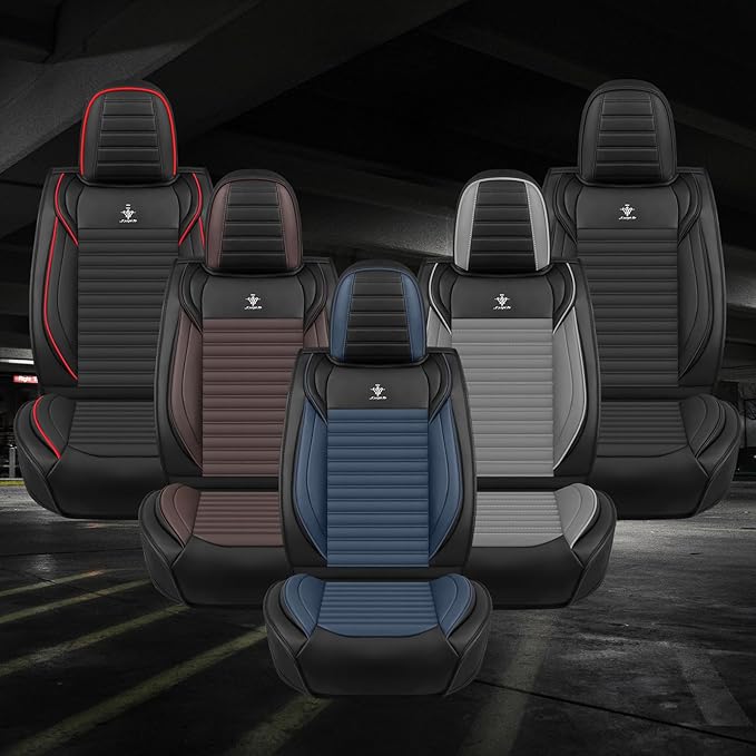 ARTIBY Seat Covers Custom Fit for Mitsubishi Outlander 2004-2025, Standard Waterproof Car Seat Cover, Breathable and Comfortable Leather Cushion Cover, Auto Interior Accessories (Black Blue)