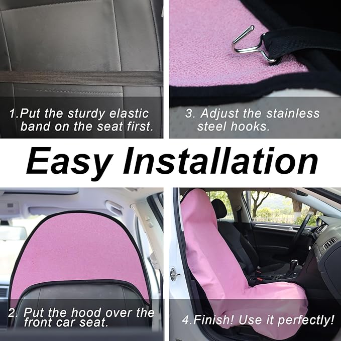 nbnhxnff Sweat Towel Car Seat Cover Protector Front Seats for Gym Workout, Running, Swimming, Beach and Hiking, Waterproof Universal Seat Cover for Car, Trucks, Van & SUV (Pink, 2pcs Front Seat)