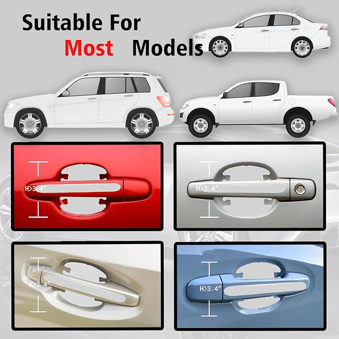 Transparent PVC Car Door Protector, Handle Cup Protective Sticker Auto Door Paint Guard Universal for Most Car Handle(8PCS)