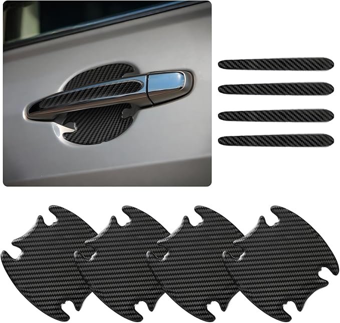 8PCS Car Door Handle Protector with Sport Word,Stylish PVC Car Door Handle Scratch Protector for Avoiding Scratch,Universal Cars Handles Protectors Cars Exterior Accessories (Carbon Fiber)