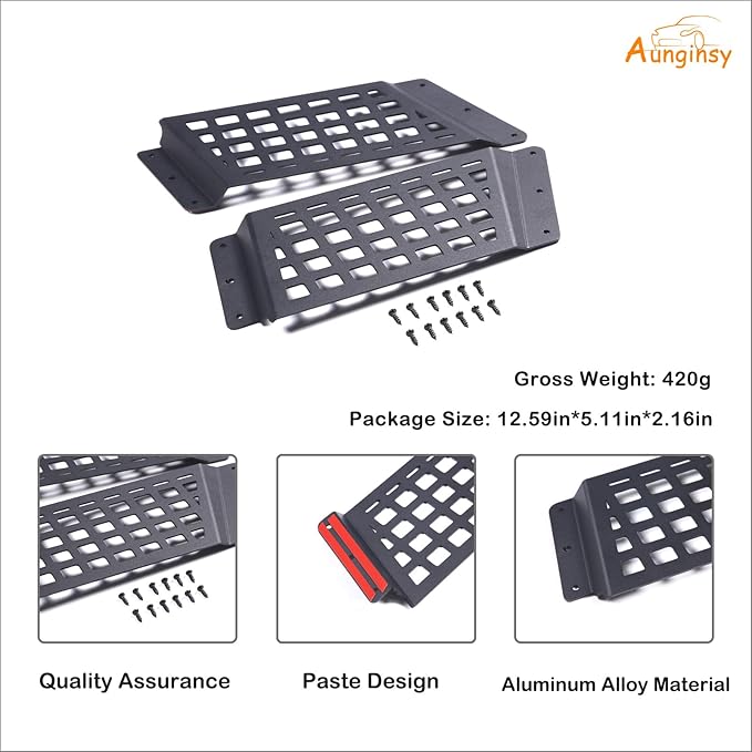 Aunginsy Rear Door Storage Pockets Box Compatible with Toyota FJ Cruiser 2007-2023 Aluminum Rear Door Side Storage Baffle Basket Bag Backseat Hanging Storage Box Trunk Organizer Expansion Accessories