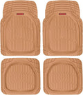 Motor Trend - MT-921-BG Flextough Tortoise - Heavy Duty Rubber Floor Mats for Car SUV Van & Truck - All Weather Protection - Deep Dish (Tan Beige)