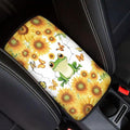Floral Frog Car Center Console Cushion Pad Cute Armrest Box Protector Cover Universal Fit Dustproof Car Arm Rest Cover Cute Frog Automotive Interior Decorations