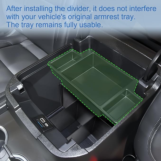 EDBETOS Center Console Organizer for 2021-2025 Chevy Tahoe/Suburban and 2021-2024 GMC Yukon, Fit Standard Console with Charging Socket Only, NOT for Power Sliding Console. Won't Block Original Tray